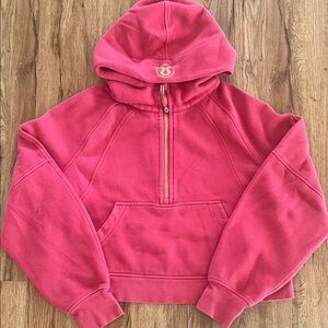 Lululemon Women’s Pink Hooded Scuba Pullover with Gold Accents